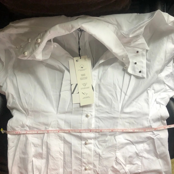 ZARA Short Casual Style Flared Long Sleeves Plain Cotton - Picture 9 of 10